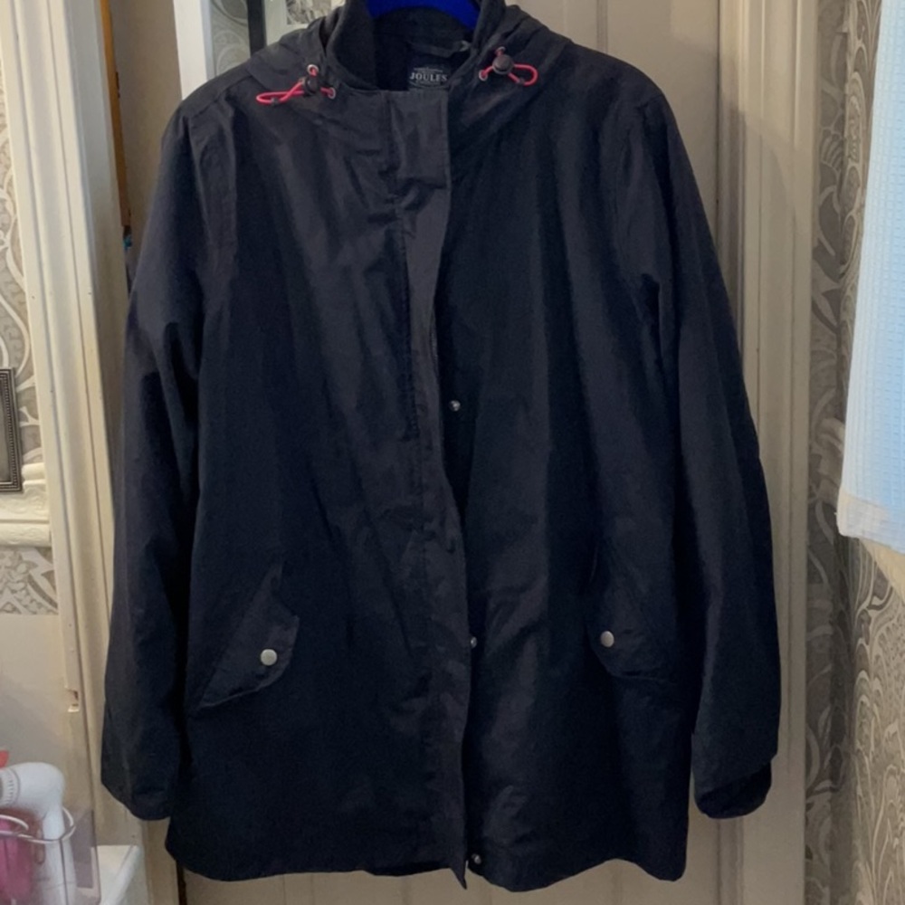 Joules Navy and Fucsia Rain Jacket with zip out fleece jacket liner.